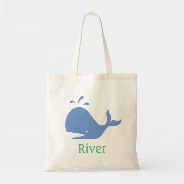 Personligen Tote Bag, Blue och Grönt Tygkasse (Framsidan)