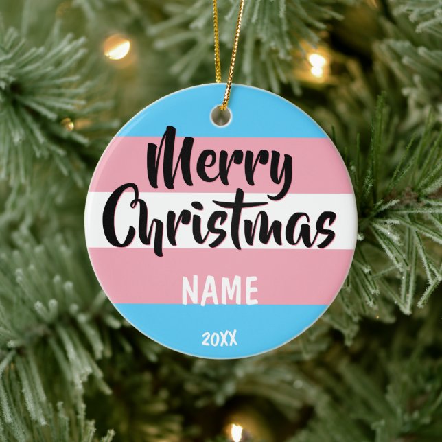 Personligen Transgender Flagga jul Julgransprydnad Keramik (Träd)