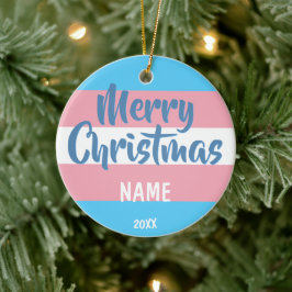 Personligen Transgender Flagga jul Julgransprydnad Keramik