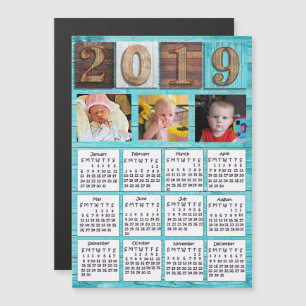 Personligen Trävarunummer Foto 2019 Kalender Magnetisk Inbjudningskort