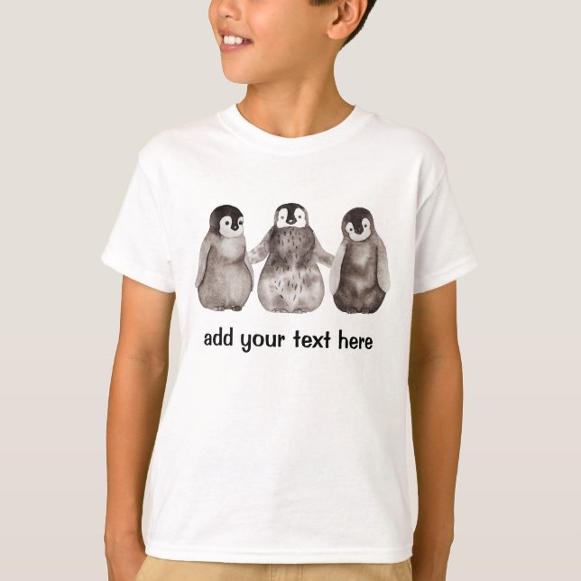 Personligen Tre vattenfärger Emperor Penguin   T Shirt (Framsida)