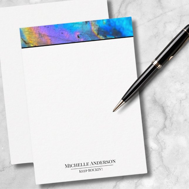 Personligen trendig färgstark markerbar ston anteckningskort (Trendy Colorful Crystal Stone Modern Note Card)