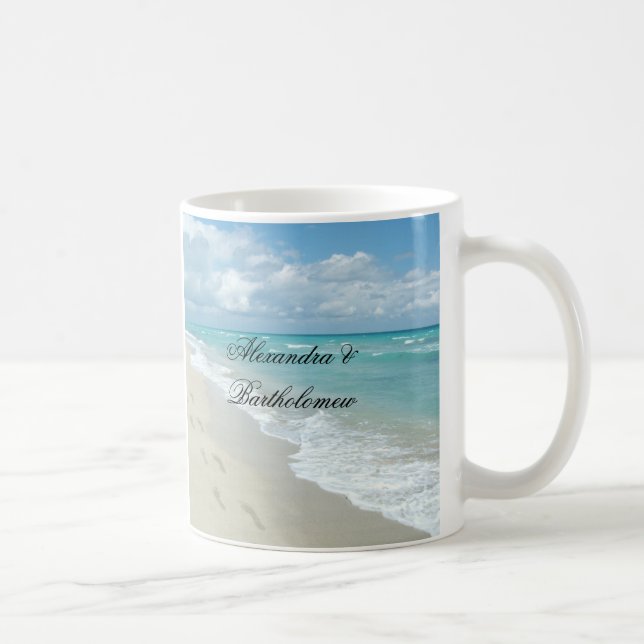 Personligen Tropical Beach Scene  Keepsaké Kaffemugg (Höger)