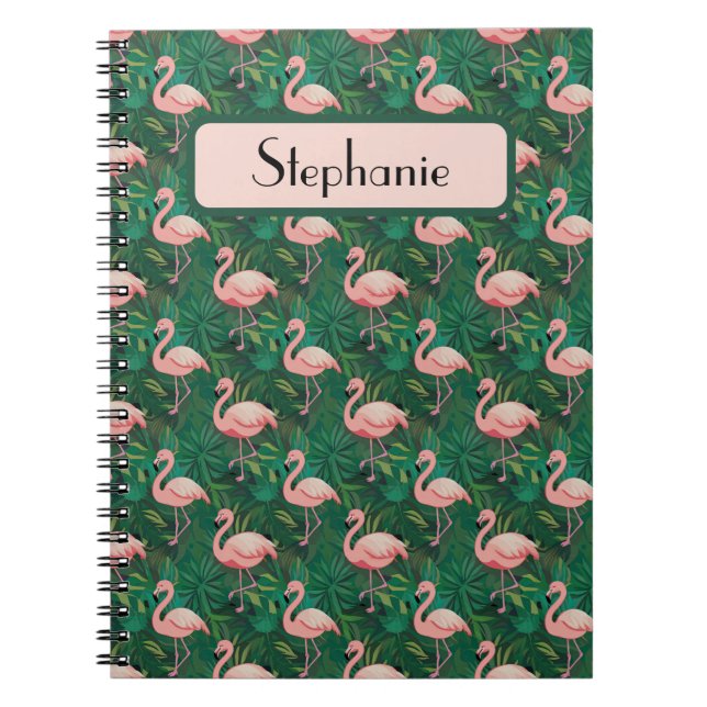Personligen Tropical Flamingo Pattern Anteckningsbok (Framsidan)