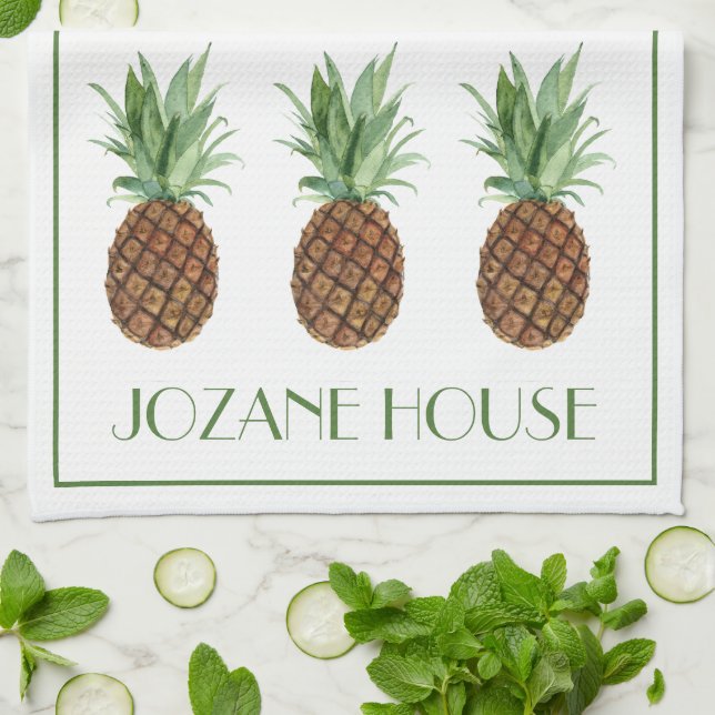 Personligen Tropiska ananas Kökshandduk (Vikta)