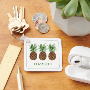 Personligen Tropiska ananas Nyckelring