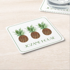 Personligen Tropiska ananas Underlägg Papper Kvadrat