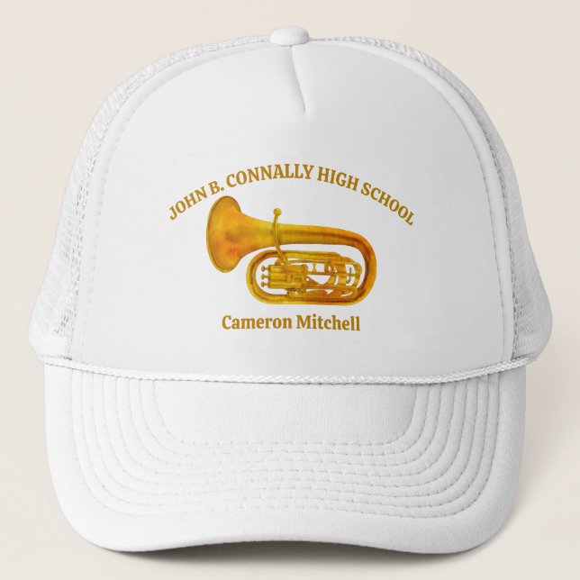Personligen Tuba Player High School Band Guld Keps (Framsida)
