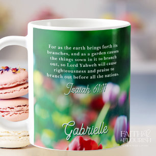 Personligen Tulip Garden Scripture Kaffemugg
