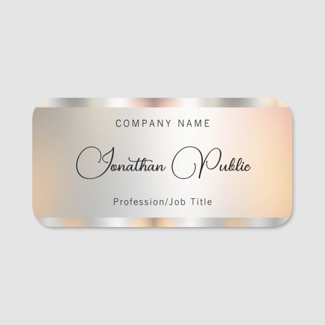 Personligen Typografi av Eleganten Silver-mall Namnbricka (Framsida)
