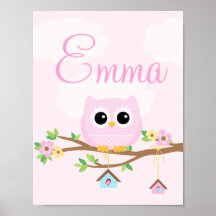 personligen uggla Flicka rosa poster