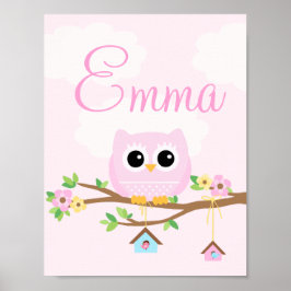 personligen uggla Flicka rosa poster