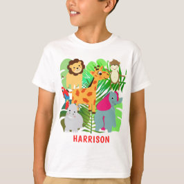 Personligen Ungar Jungle Safari Tecknad Animals T Shirt
