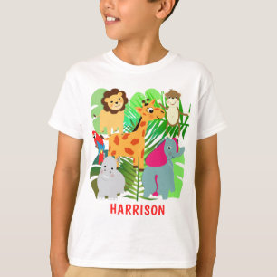 Personligen Ungar Jungle Safari Tecknad Animals T Shirt