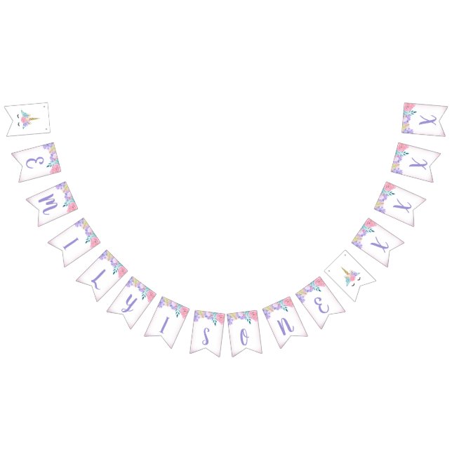 Personligen Unicorn Ansikte Birthday Banner Vimplar (Alla)