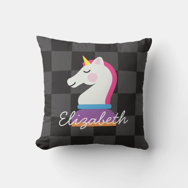 Personligen Unicorn Knight Chess Kudde (Framsida)