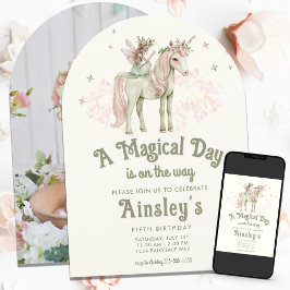 Personligen Unicorn och Fairy Birthday Inbjudningar