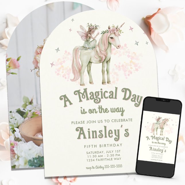 Personligen Unicorn och Fairy Birthday Inbjudningar (Skapare uppladdad)