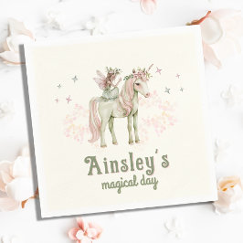 Personligen Unicorn och Fairy Birthday Pappersservett