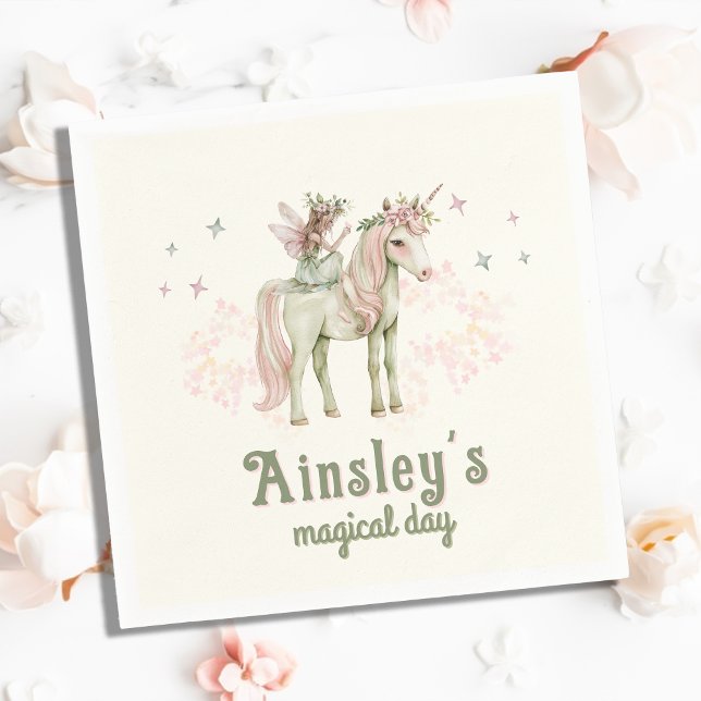 Personligen Unicorn och Fairy Birthday Pappersservett (Skapare uppladdad)