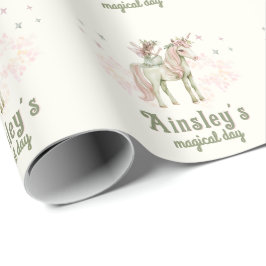 Personligen Unicorn och Fairy Birthday Presentpapper