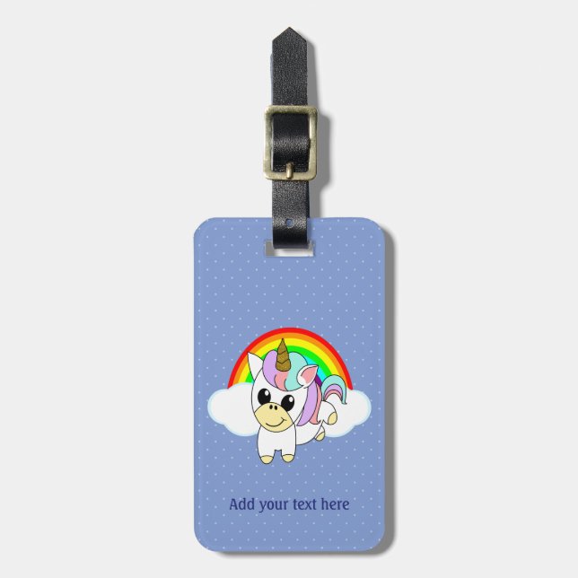 Personligen Unicorn, Rainbow and Clouds Bagagebricka (Vertikal Framsida)