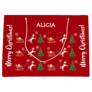 Personligen Unicorn Santa Snöflingor Julafton Träd