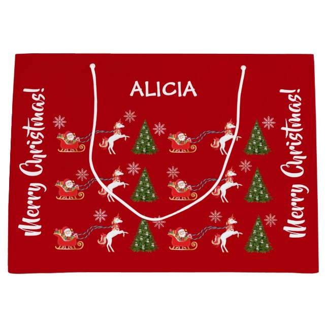 Personligen Unicorn Santa Snöflingor Julafton Träd (Framsidan)