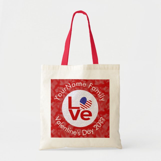 Personligen United Stater America Red KÄRLEK Flagg Tygkasse (Framsidan)