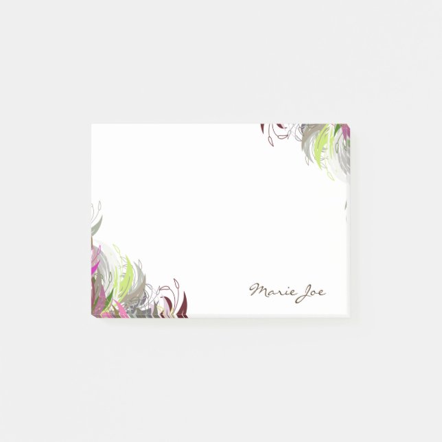 Personligen Utskrift av söt Blommigt Boarder  Post-it Block (Framsida)