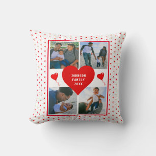 Personligen Valentine Heart i Photo Collage Family Kudde