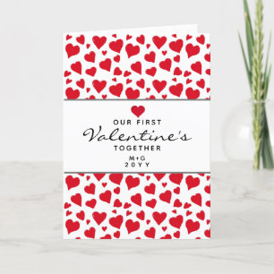 Personligen Valentines day Together Red Hearts Helgkort