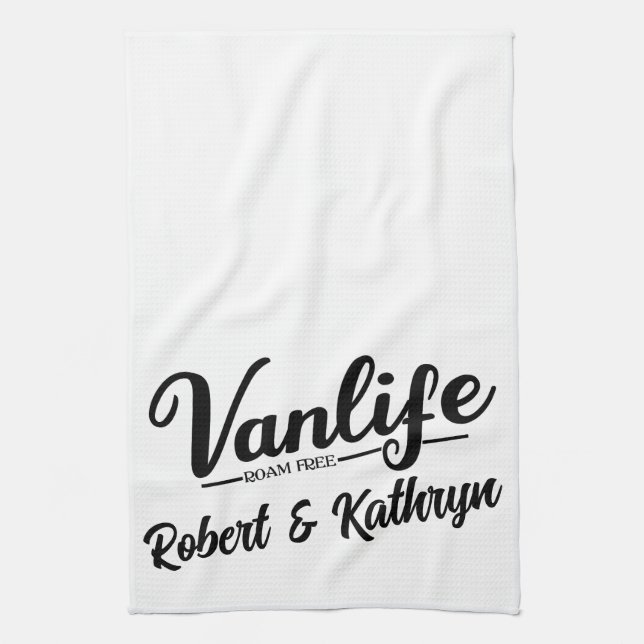 personligen "VanLife" Kökshandduk (Vertikal)