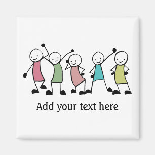 Personligen Vänner i lycklig Stick figurer Magnet