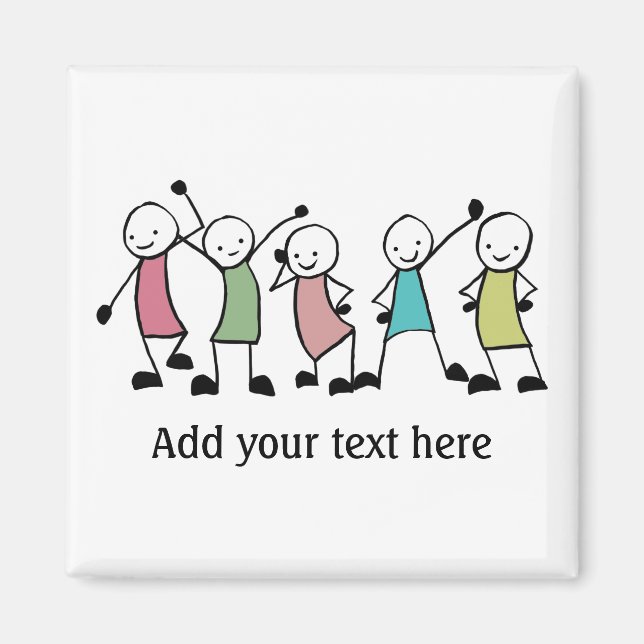 Personligen Vänner i lycklig Stick figurer Magnet (Framsidan)