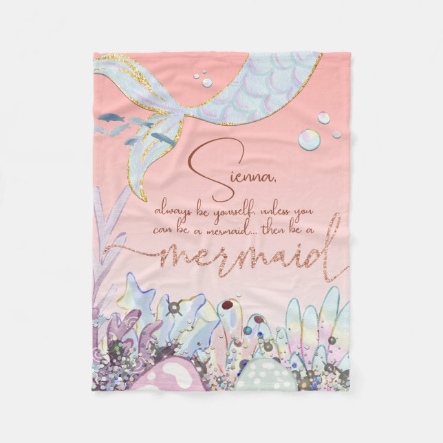 Personligen "Var en Sjöjungfru" Fleecefilt (Framsidan)