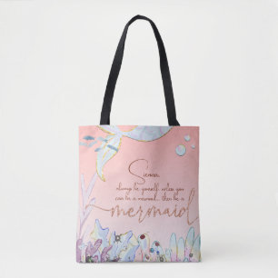 Personligen "Var en Sjöjungfru" Pastel Glitter Tygkasse