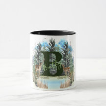 Personligen Vattenfärg Hjort Monogram Brev B