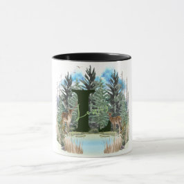 Personligen Vattenfärg Hjort Monogram Brev L Mugg