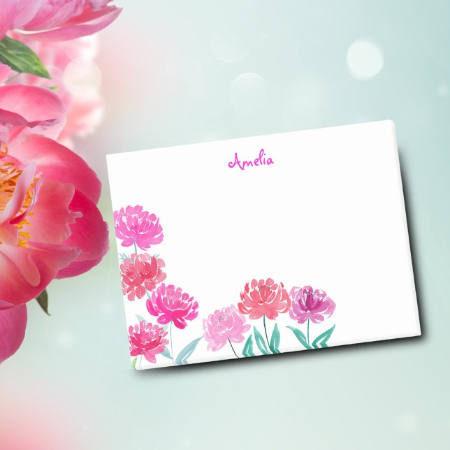 Personligen VattenfärgsPeonies Post-it Block (Personalize your reminders with vibrant Watercolor Peonies Post-it Notes.)