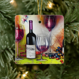 Personligen Vin Tasting Colorful Julgransprydnad Keramik
