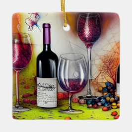 Personligen Vin Tasting Colorful Julgransprydnad Keramik