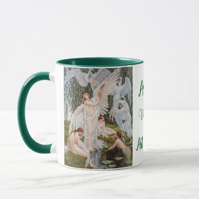 Personligen vintage Art nouveau Svan Girls Namn Mugg (Vänster)