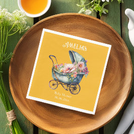 Personligen vintage Pram Baby Shower Pappersservett