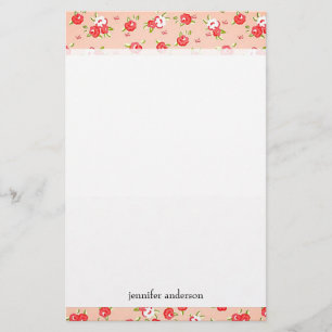 Personligen Vintage Rosa ros Brevpapper