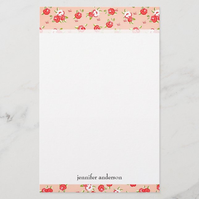Personligen Vintage Rosa ros Brevpapper (Framsida)