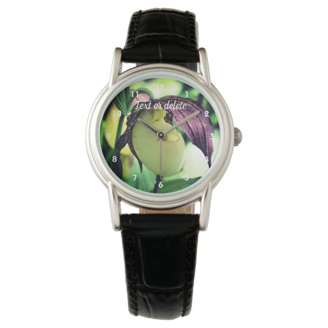Personligen Vit Dam-glapp, fyrkantig blomma  Armbandsur (Framsida)