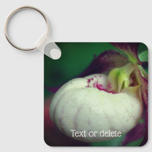 Personligen Vit Dam-glapp, fyrkantig blomma Nyckelring