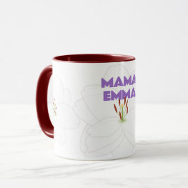 Personligen Vit lila Flower & Fold Mamma Text Mugg