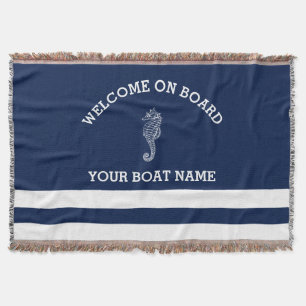 Personligen Vita Rand   Boat Namn Filt